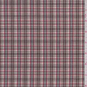 2 YD PC-White/Mocha Metallic Plaid Shirting Fabric