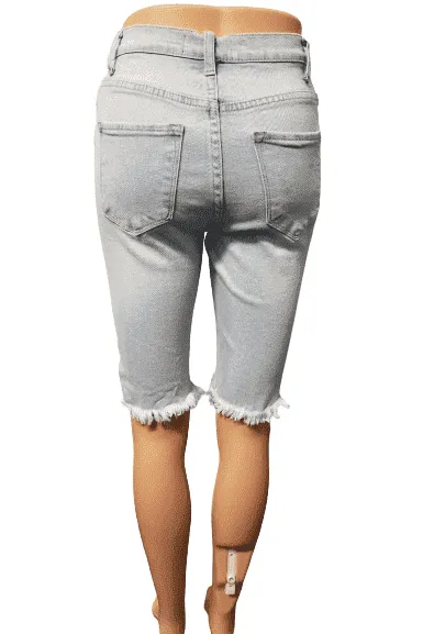 Akira women's light blue, ripped shorts size 3 (W25)