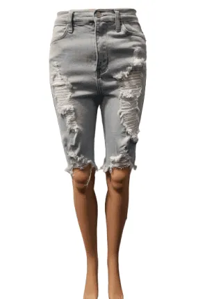 Akira women's light blue, ripped shorts size 3 (W25)