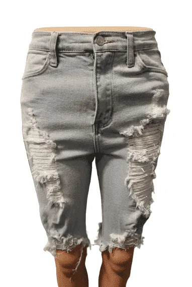Akira women's light blue, ripped shorts size 3 (W25)