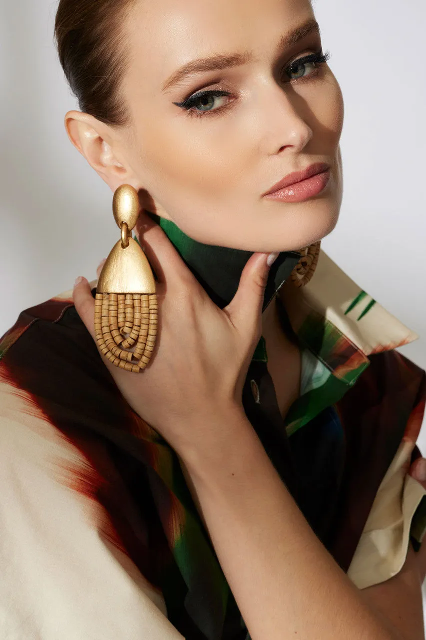 Amalfi Printed Cotton Poplin Kimono Wrap Shirt