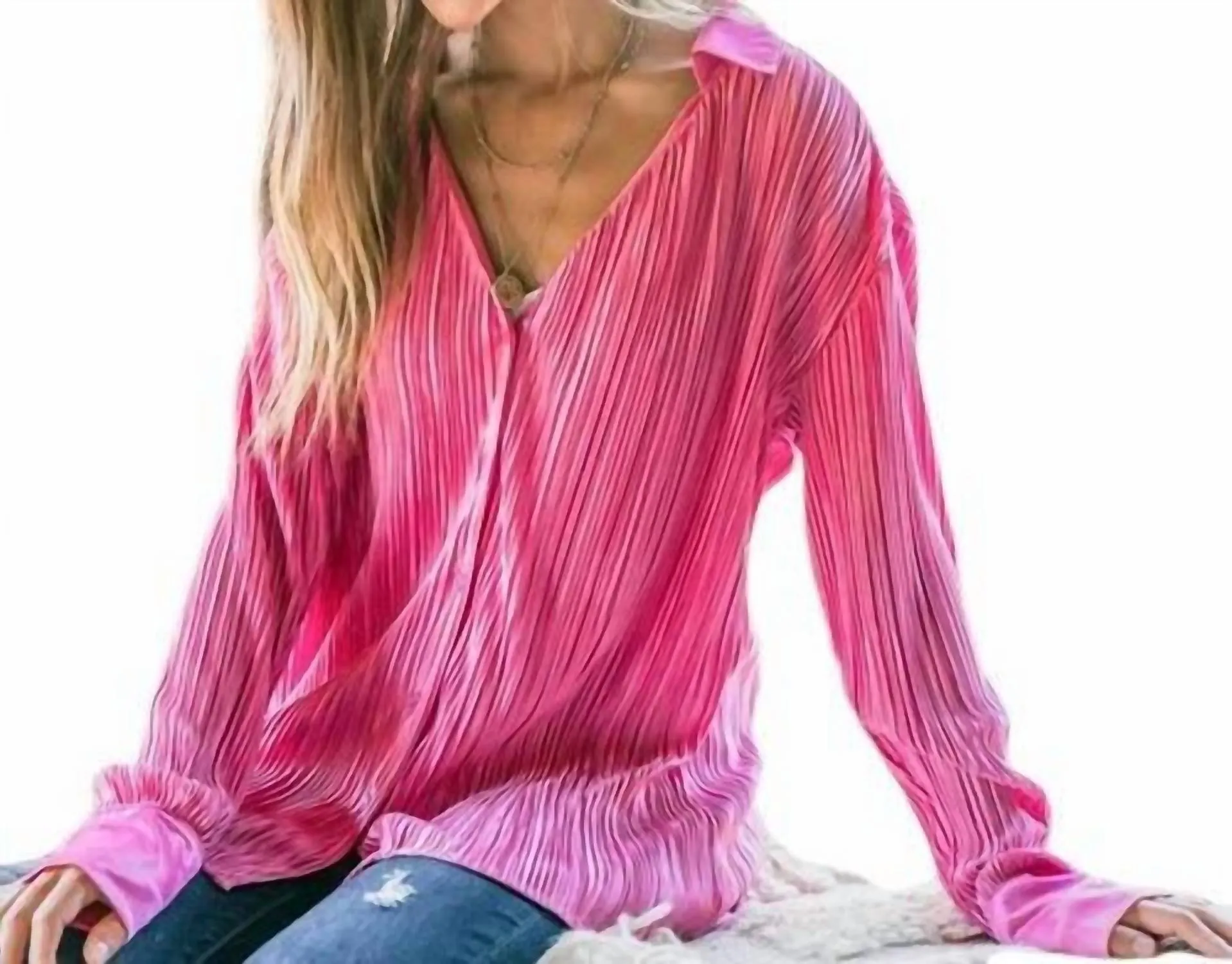 And The Why - This is Love Pleated Button Down Top