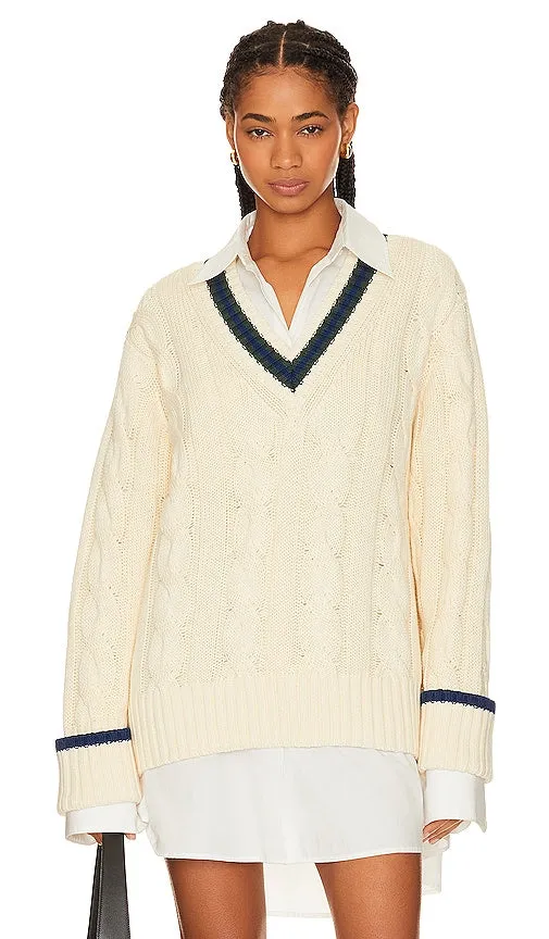 BEVERLY HILLS x REVOLVE V Neck Sweater in Ivory