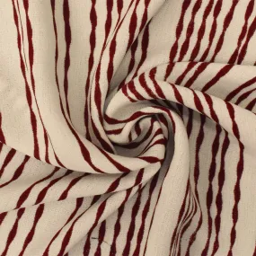 Brown-Ivory Stripe Printed Poly texture Georgette Woven Fabric