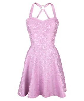 Cadell Pink Skater Dress in Brocade