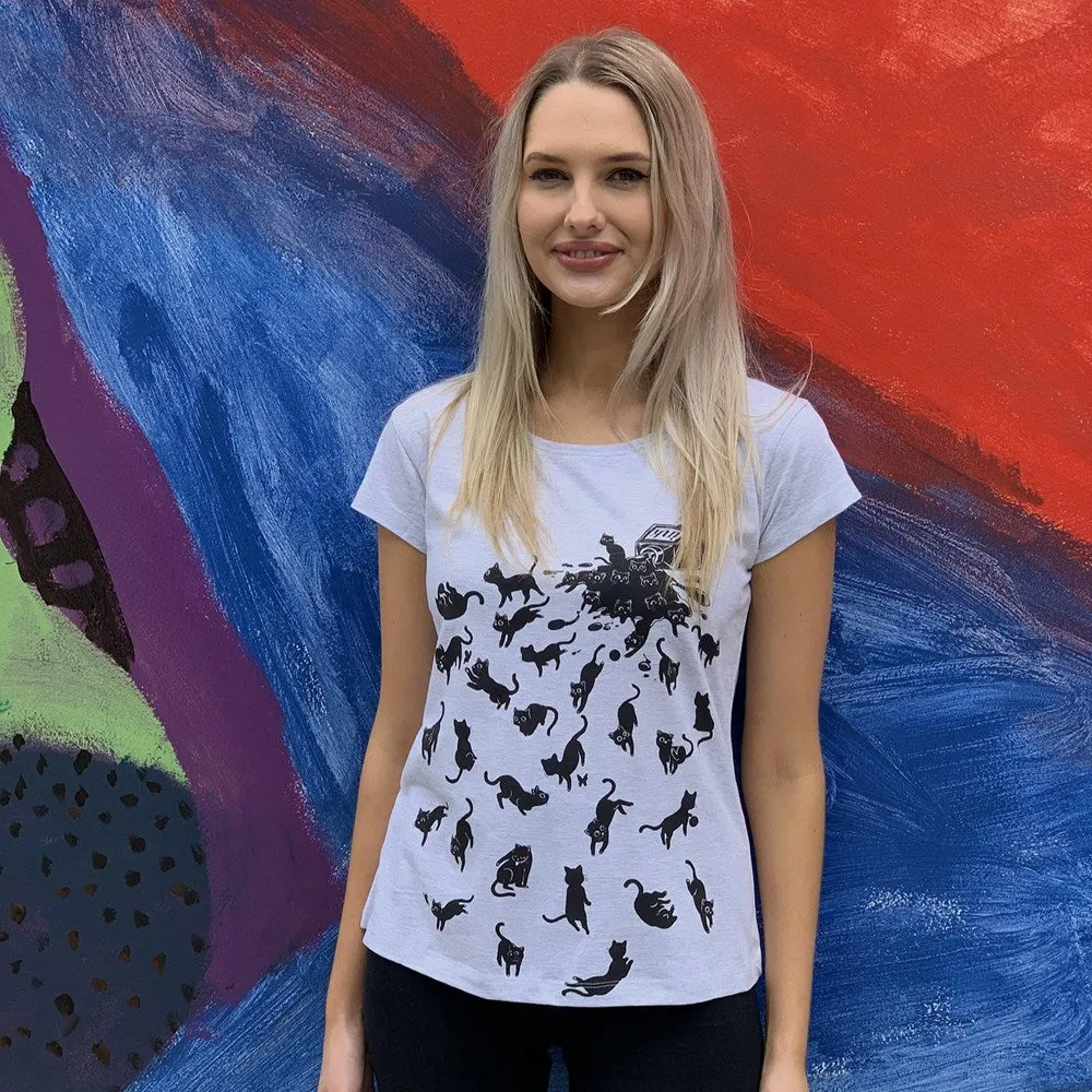 Cat Blot Grey Marle Womens Tee