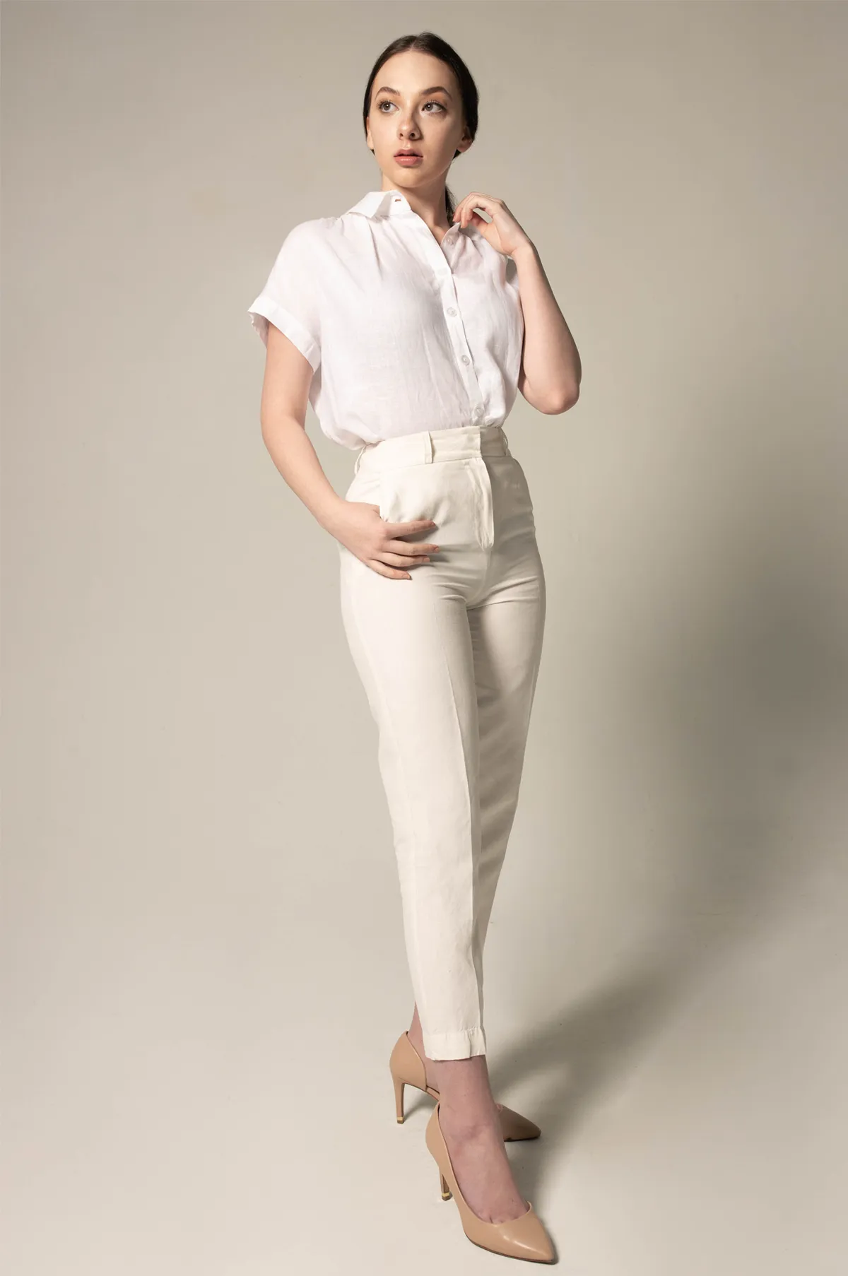 Classic Linen White Blouse