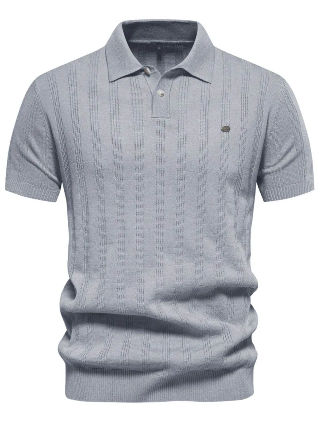 Collared Neck Short Sleeve Knit Polo