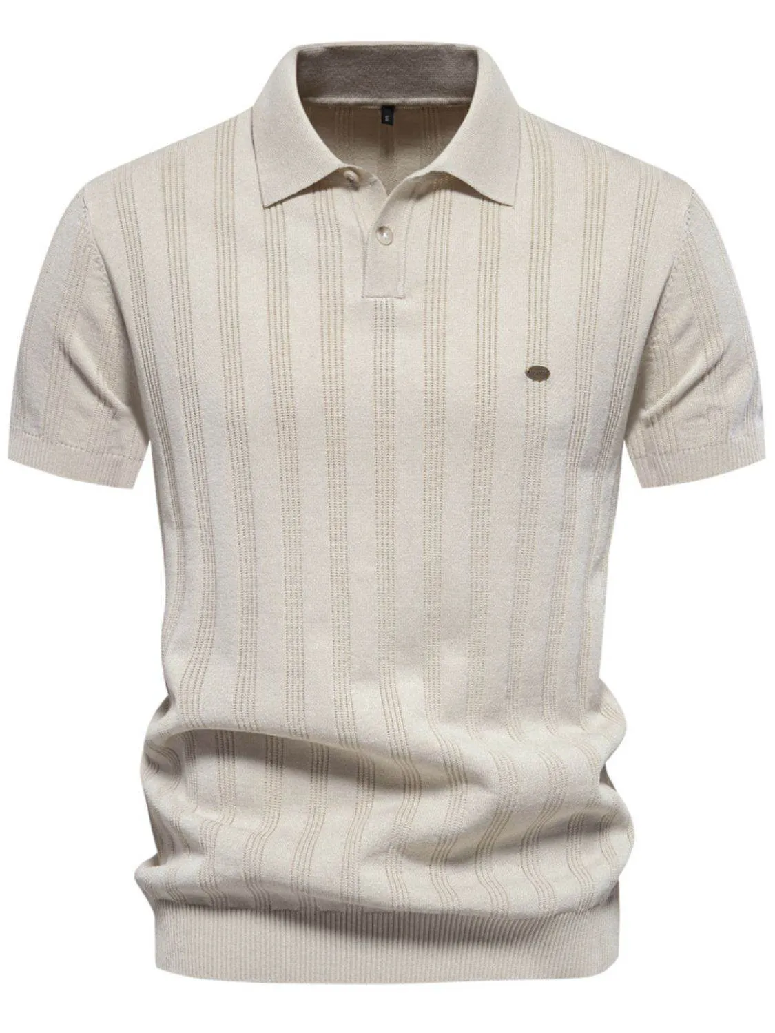 Collared Neck Short Sleeve Knit Polo