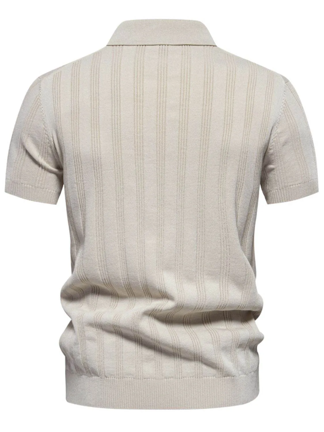 Collared Neck Short Sleeve Knit Polo