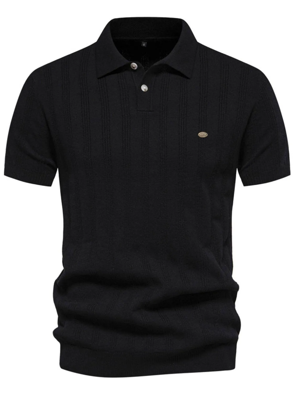 Collared Neck Short Sleeve Knit Polo