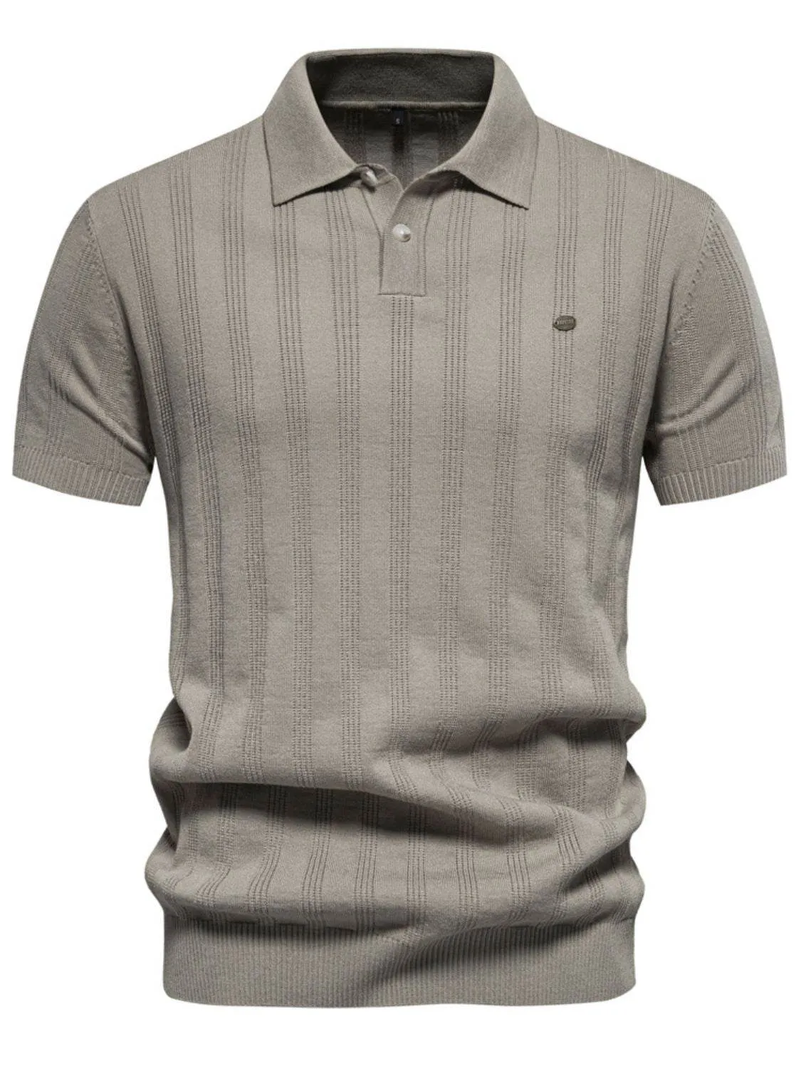 Collared Neck Short Sleeve Knit Polo