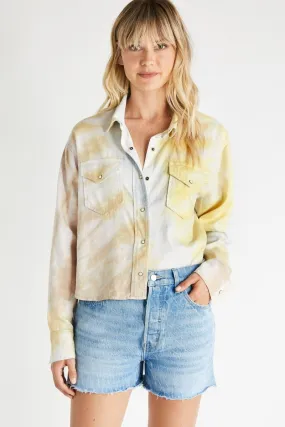 Diana Linen Long Sleeve Shirt in Botanical Tie Dye