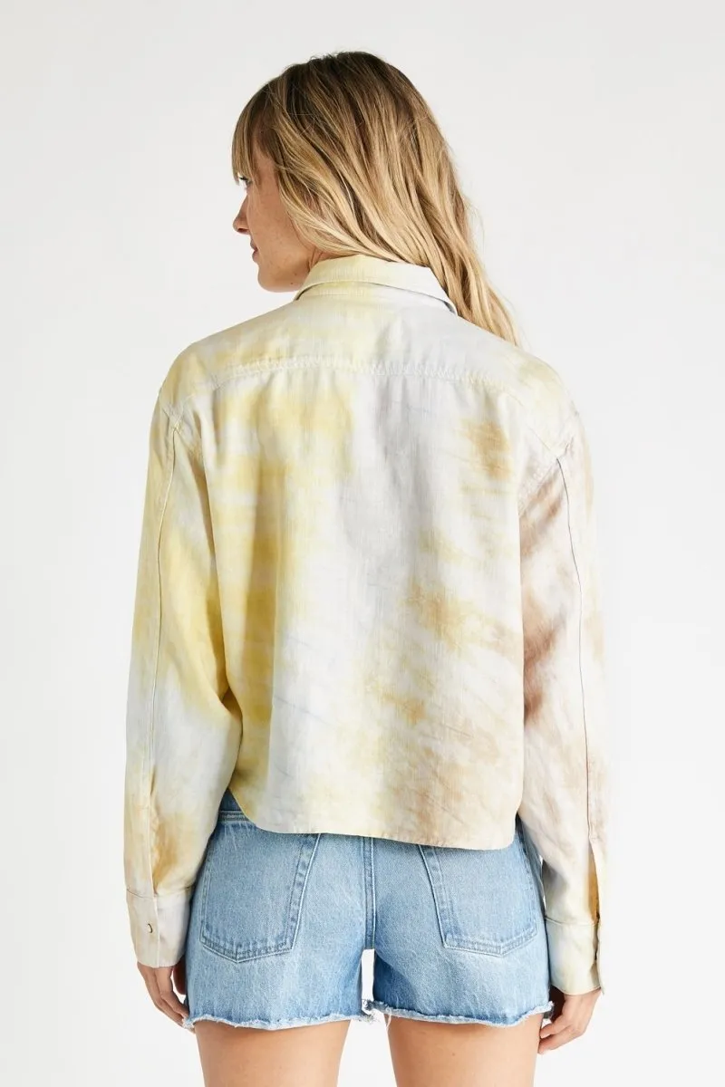 Diana Linen Long Sleeve Shirt in Botanical Tie Dye