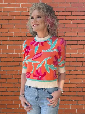 Elbow Sleeve Big Floral Pullover