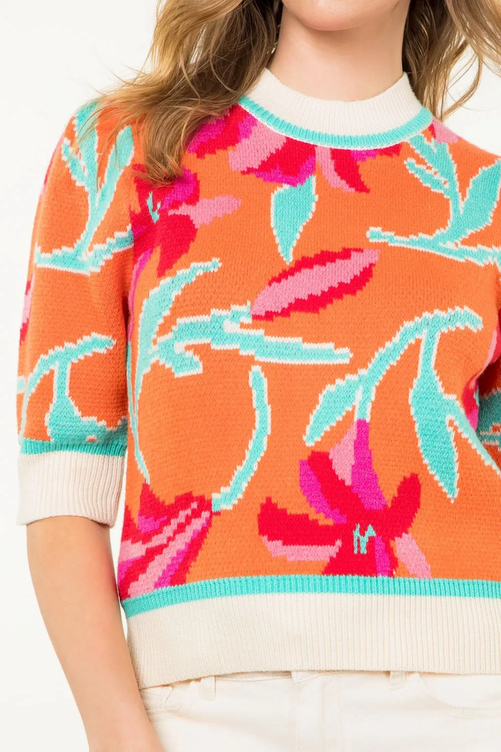 Elbow Sleeve Big Floral Pullover