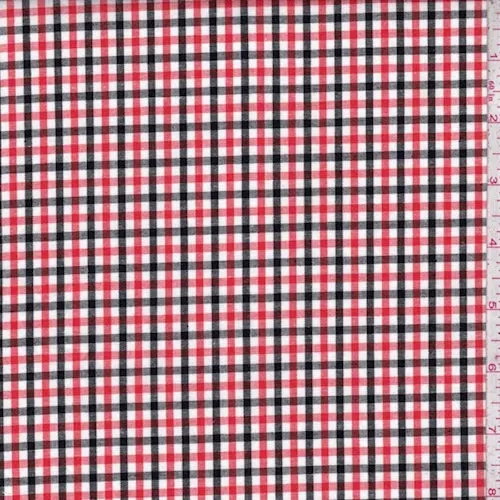 Fire/Black/White Check Cotton Shirting Fabric