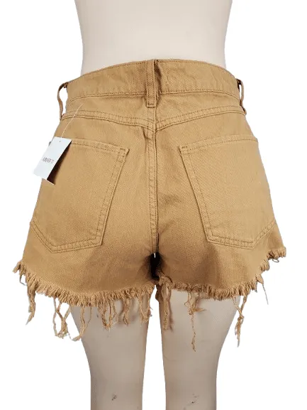 Forever 21 women's brown denim ripped shorts size 27