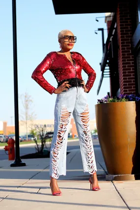 High waist ripped jeans