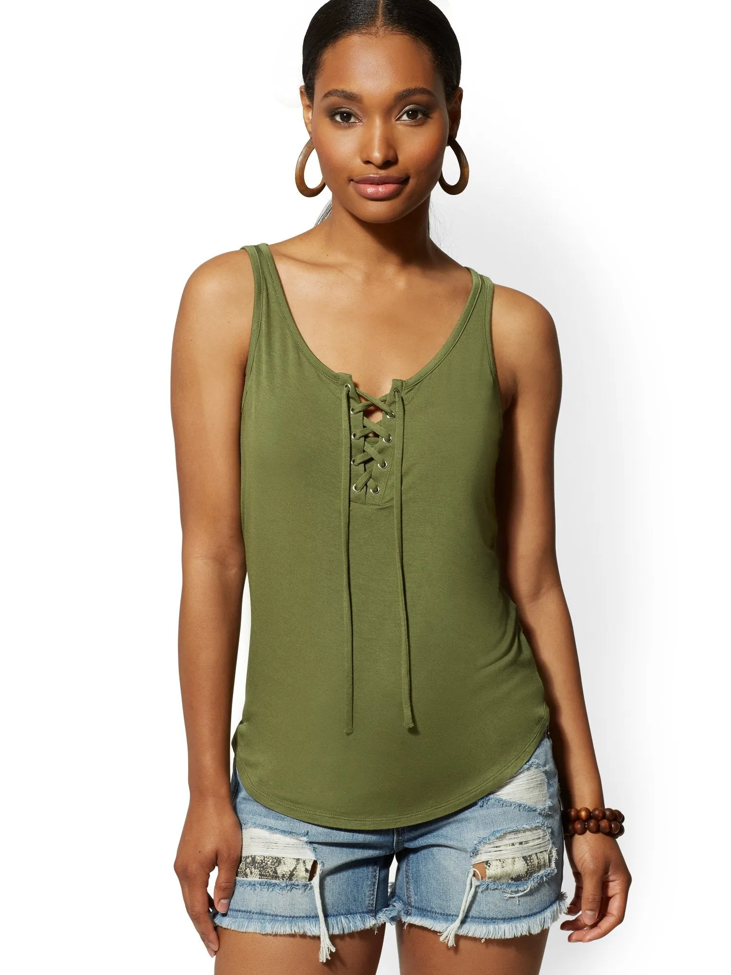 Lace-Up Tank Top - Soho Soft Tee