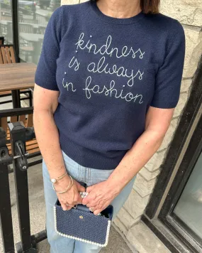 Lingua Franca - "Kindness is Always in Fashion" Short Sleeve Crewneck (Navy)