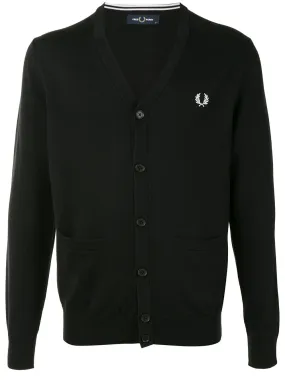 logo-embroidered cardigan