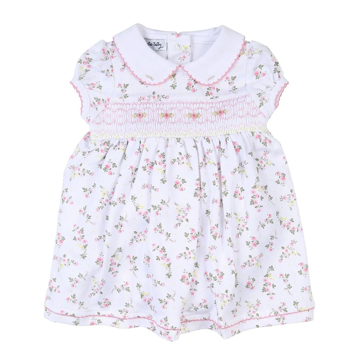 Magnolia Baby Girls Pink Floral Grace's Classics Smocked Dress with Collar