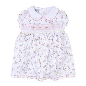 Magnolia Baby Girls Pink Floral Grace's Classics Smocked Dress with Collar