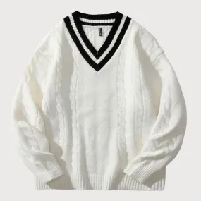 Minimalist V-Neck Sweater - Cross & Crown