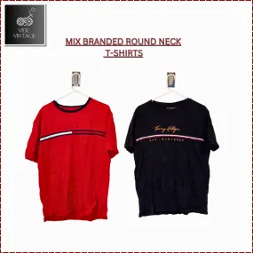 MIX BRANDED ROUND NECK TSHIRTS - 35 PCS