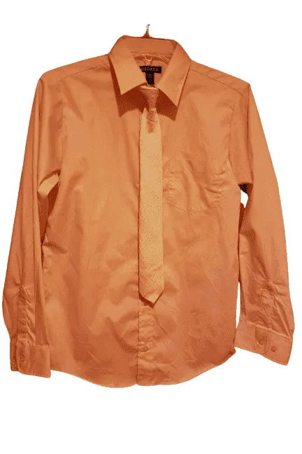 New boys button, peach shirt & tie by George sz XL, 14-16