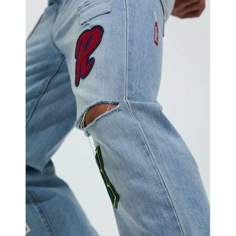 NWT - Levis 568 Stay Loose 'Folk Chaos" Mens Patch Jeans - Size 30