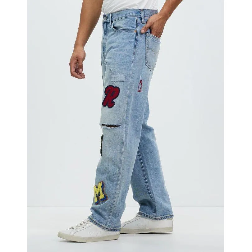 NWT - Levis 568 Stay Loose 'Folk Chaos" Mens Patch Jeans - Size 30