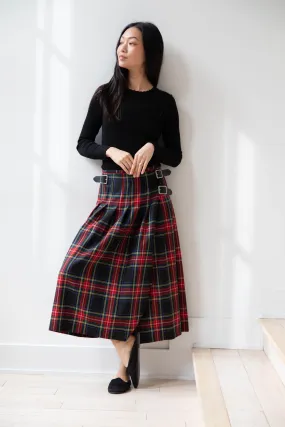 O'Neil of Dublin | Pleated Skirt in Red & Black Check
