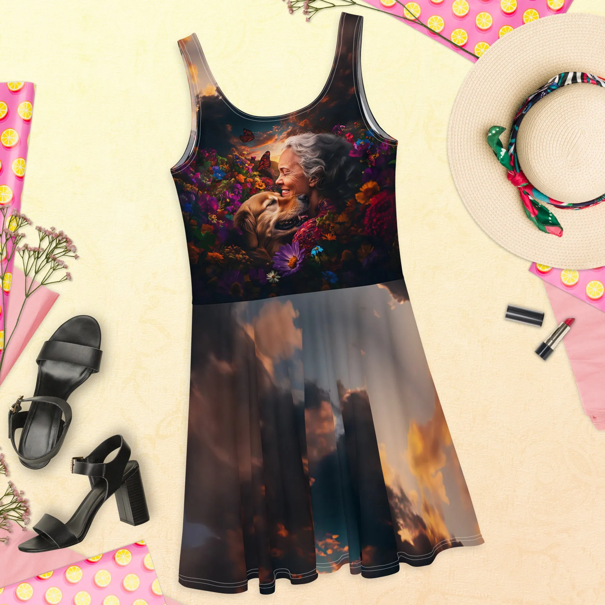 Petal Embrace Skater Dress