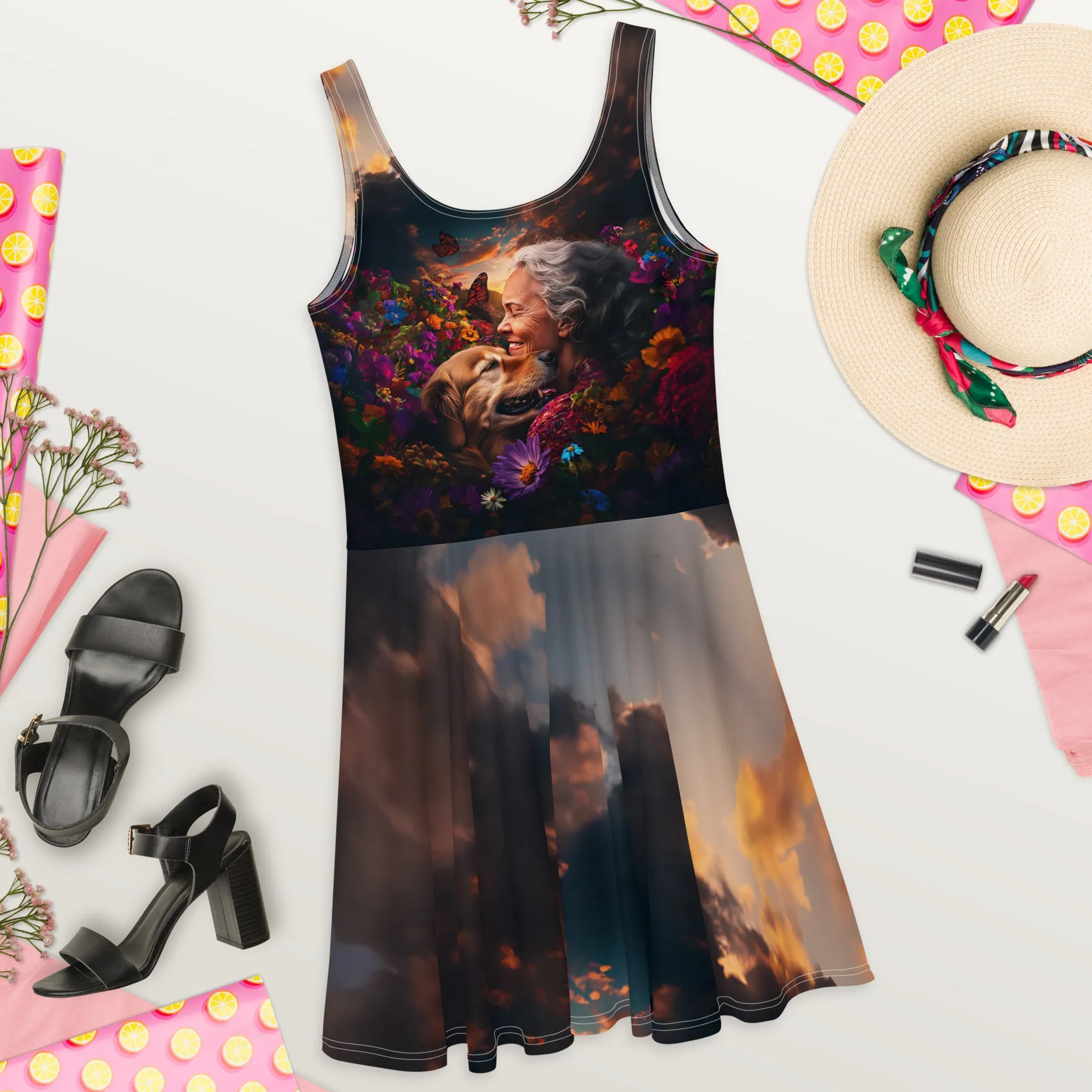 Petal Embrace Skater Dress