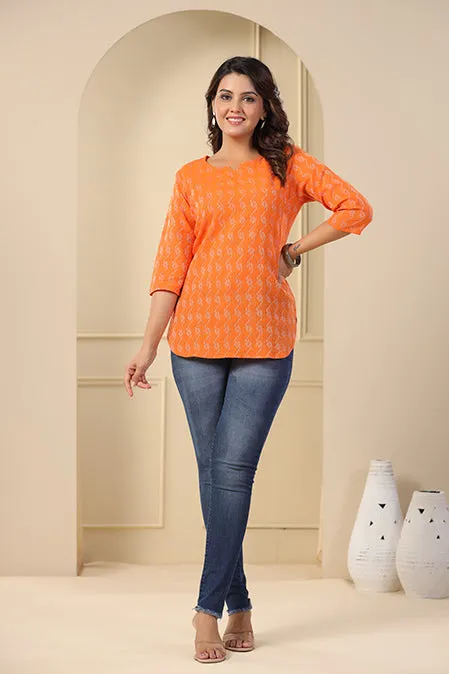 Poorak Cotton Ethnic Casual Tops & Tunics for Girls/Women with 3/4 Sleeves in
