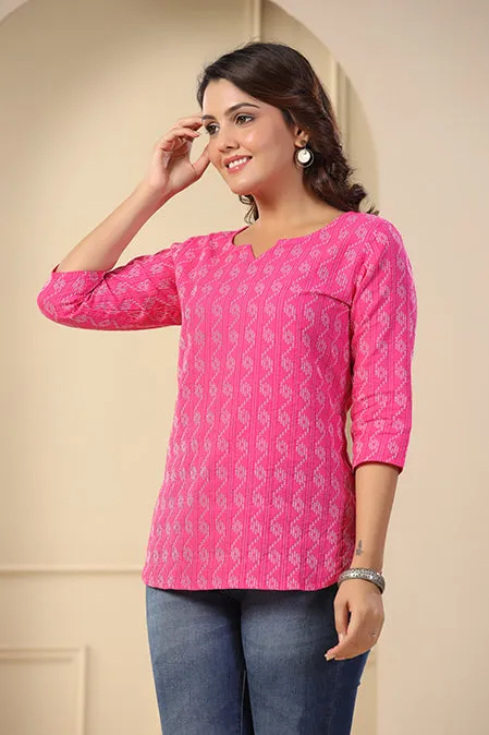 Poorak Cotton Ethnic Casual Tops & Tunics for Girls/Women with 3/4 Sleeves in