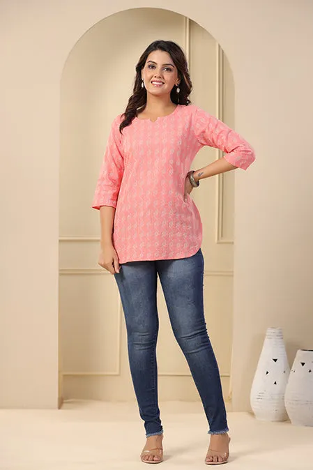 Poorak Cotton Ethnic Casual Tops & Tunics for Girls/Women with 3/4 Sleeves in