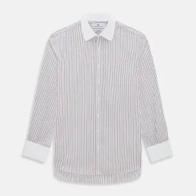 Red Double Stripe Mayfair Shirt with Contrast T&A Collar and Cuffs