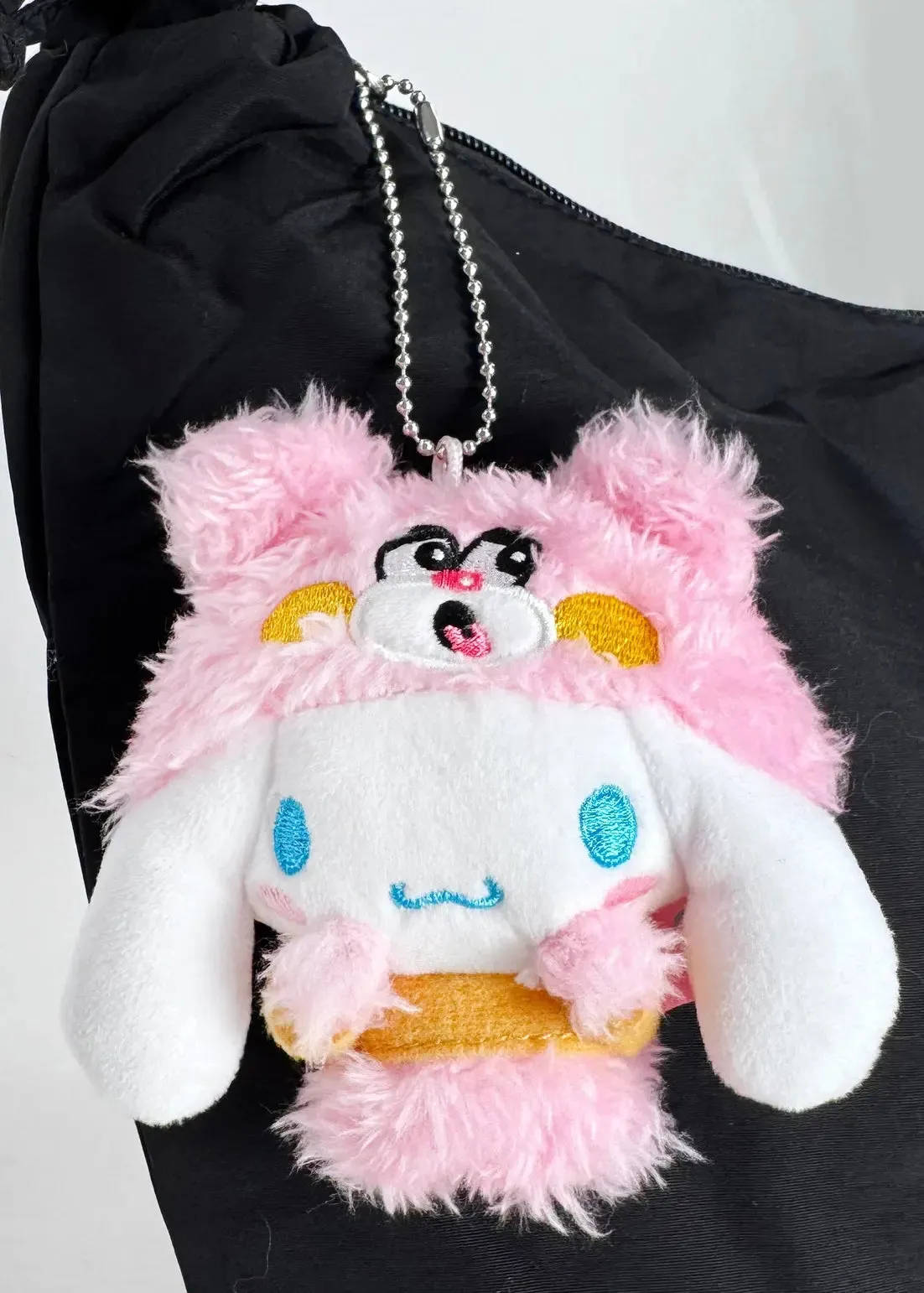 Sanrio x Skater Cinnamoroll in Pink Bear Costume Plush Keychain