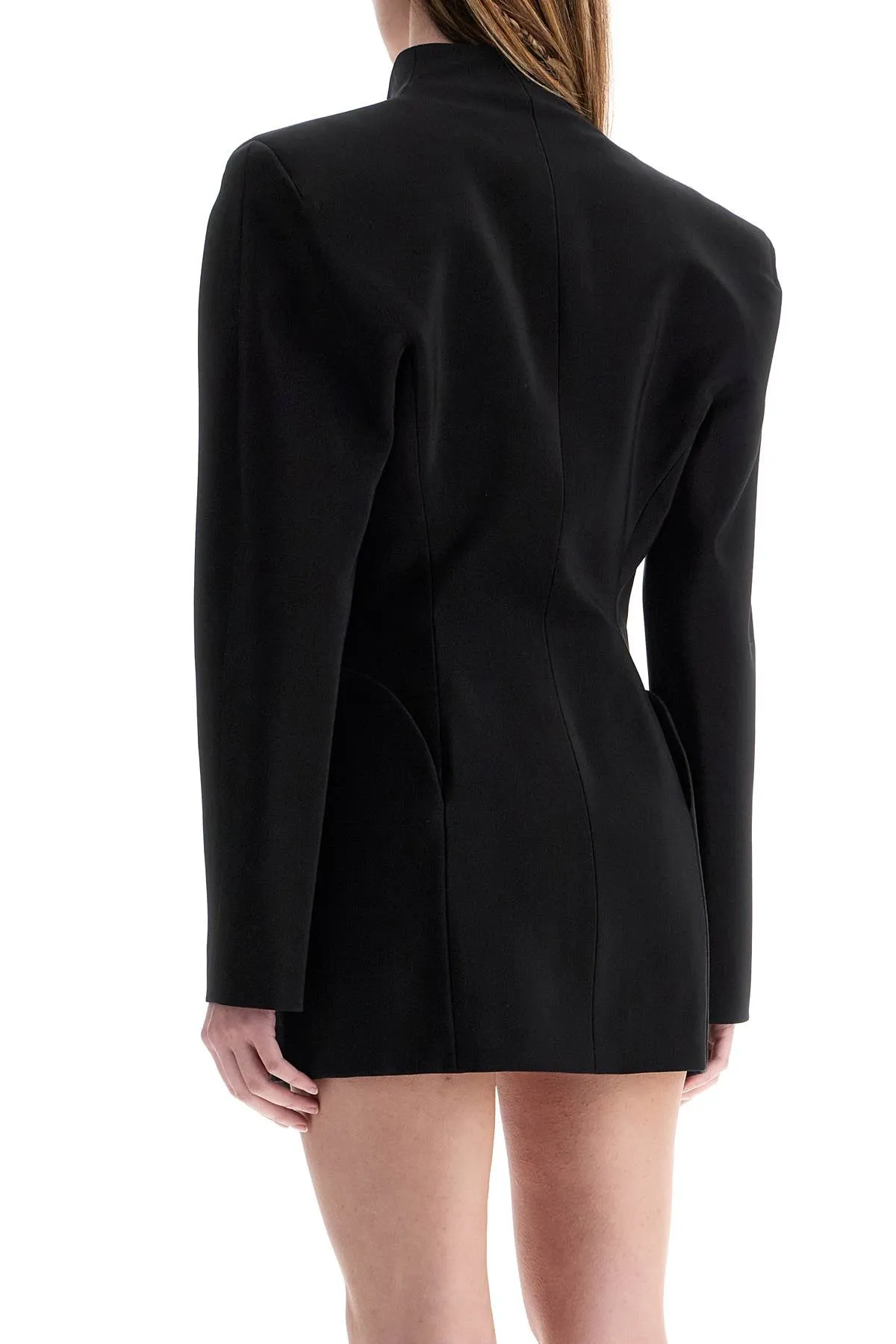 short black v-neck jacket with contemporary design 25P1VE0454196 BLACK
