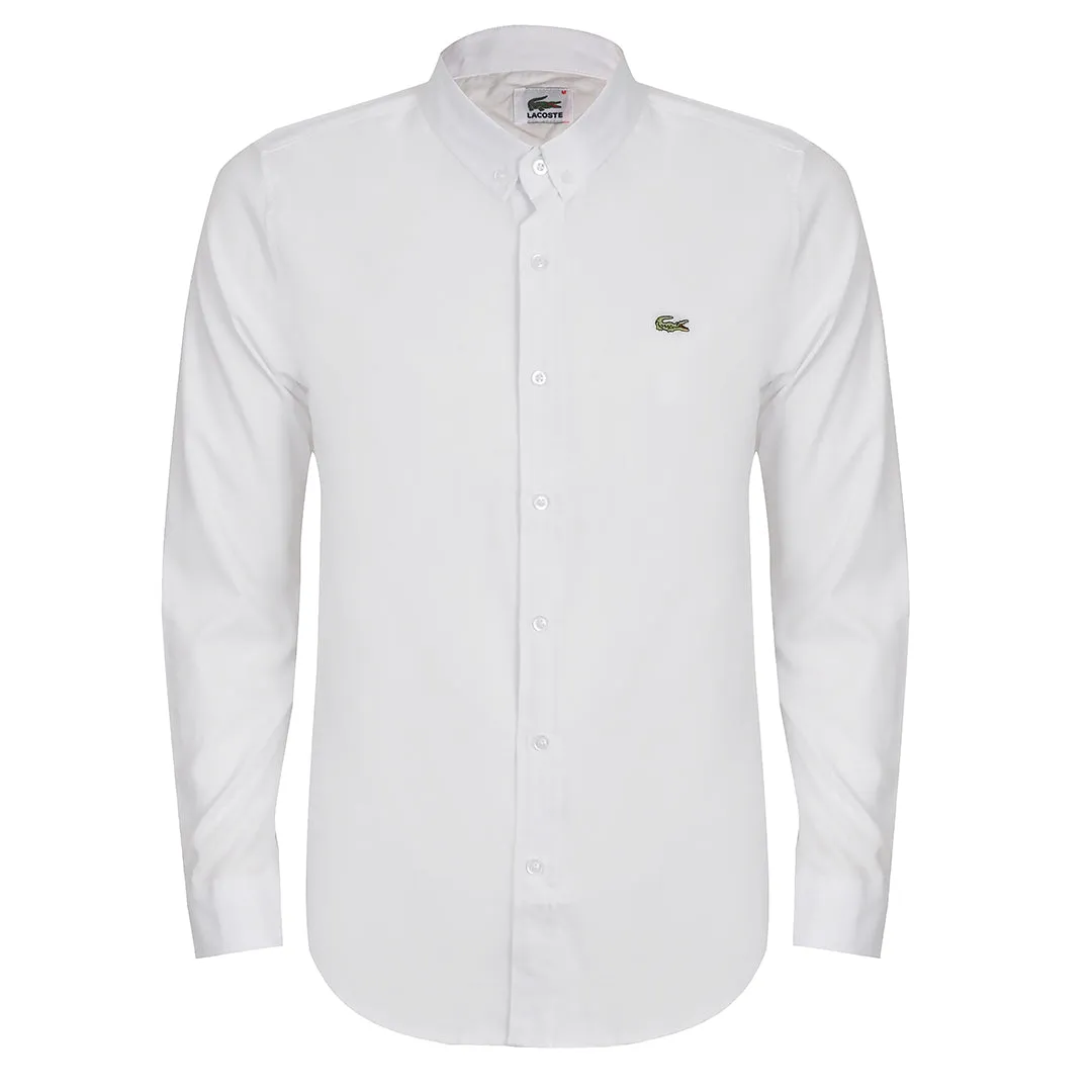 Side Logo Button Down Shirt- White