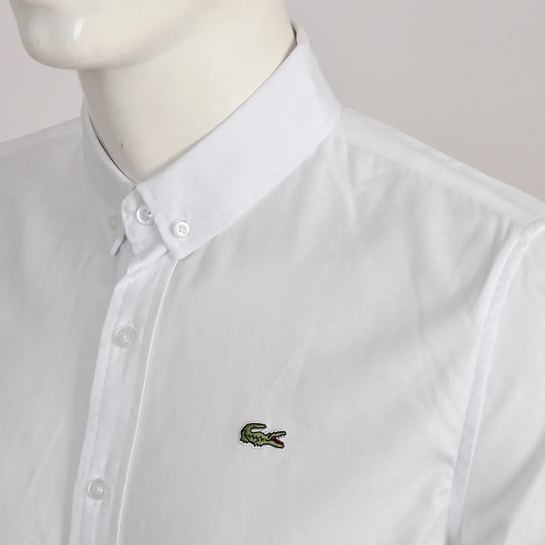 Side Logo Button Down Shirt- White