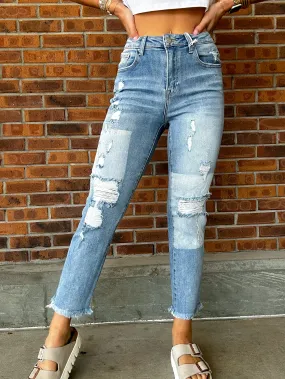 Straight Leg Distressed Jeans