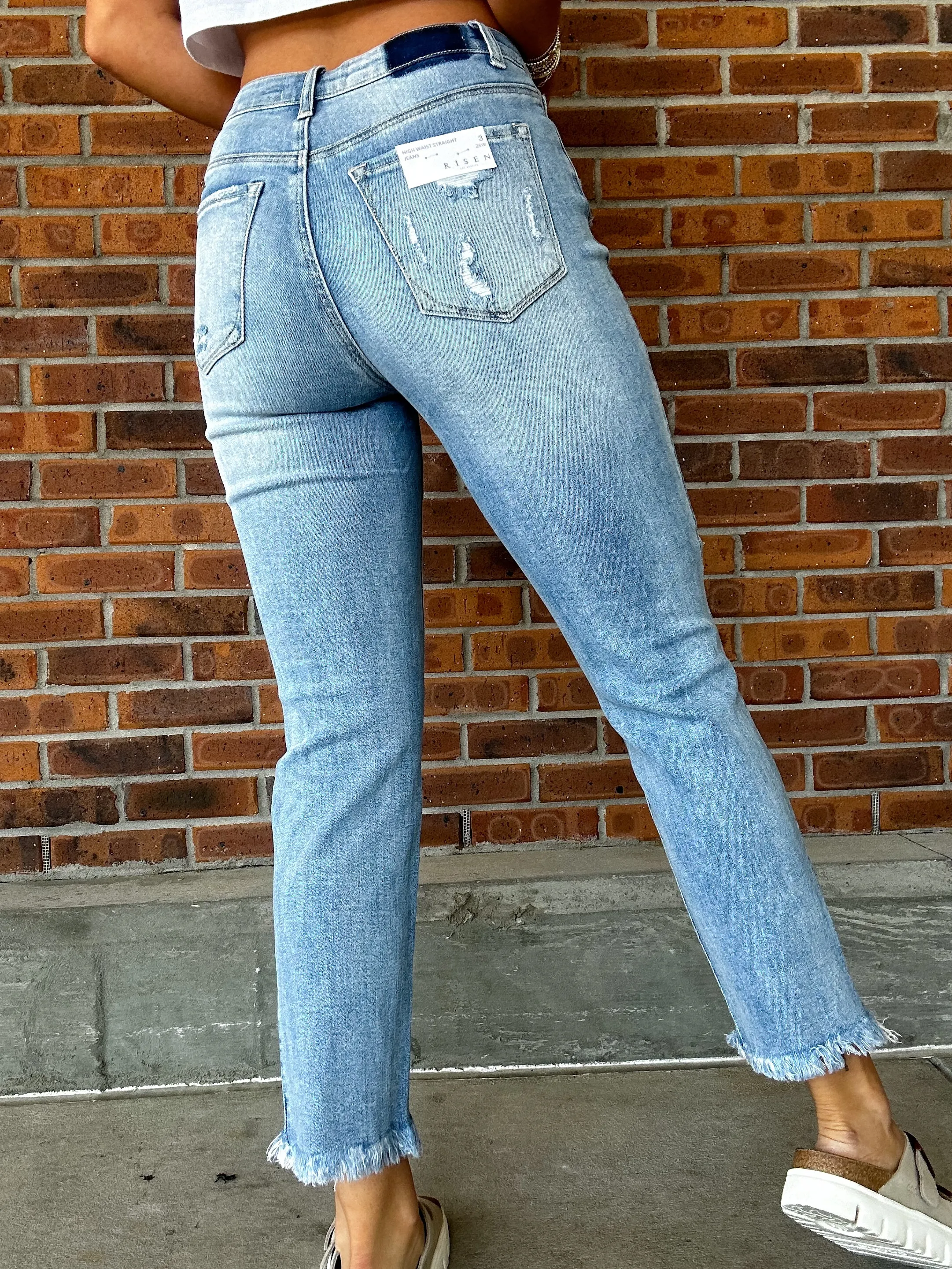 Straight Leg Distressed Jeans