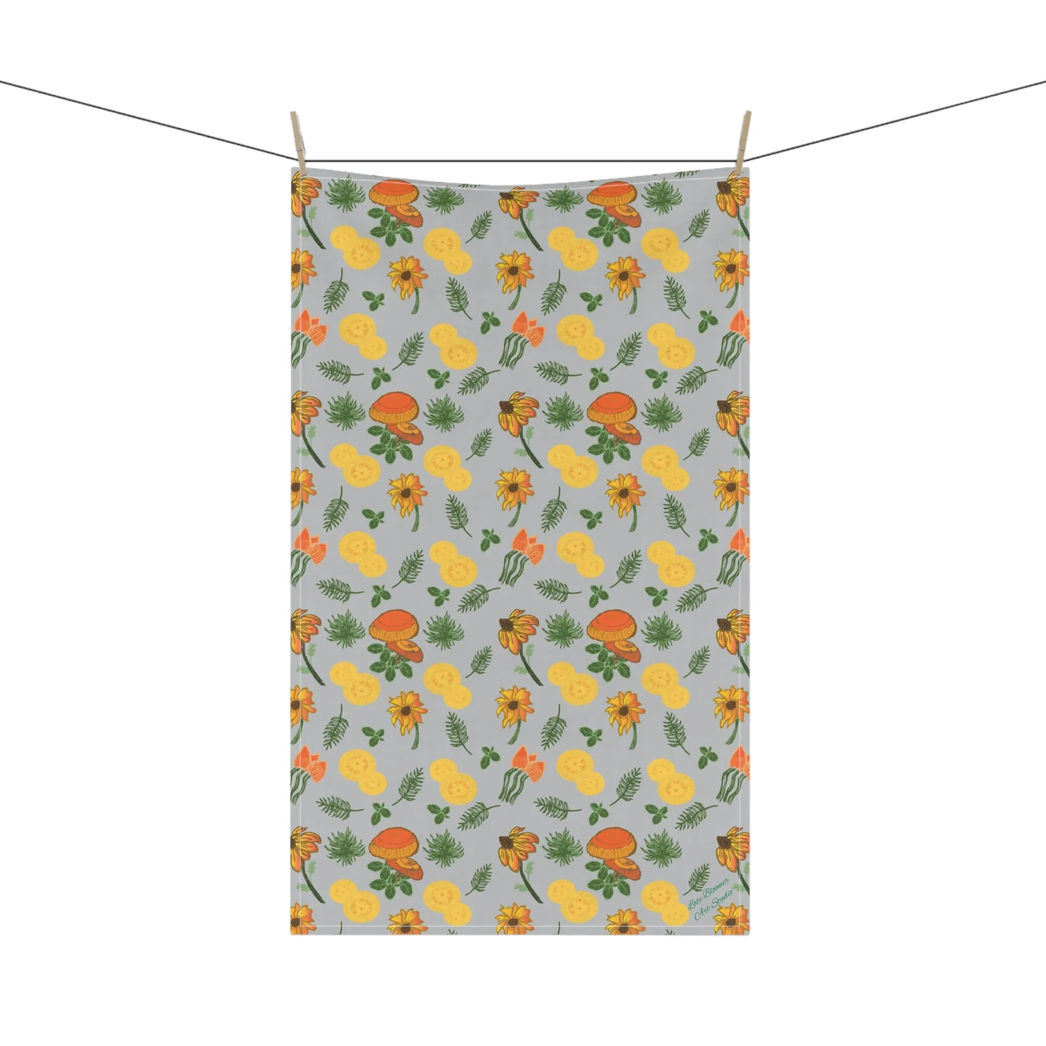 Tea Towel Mushrooms & Wildflowers