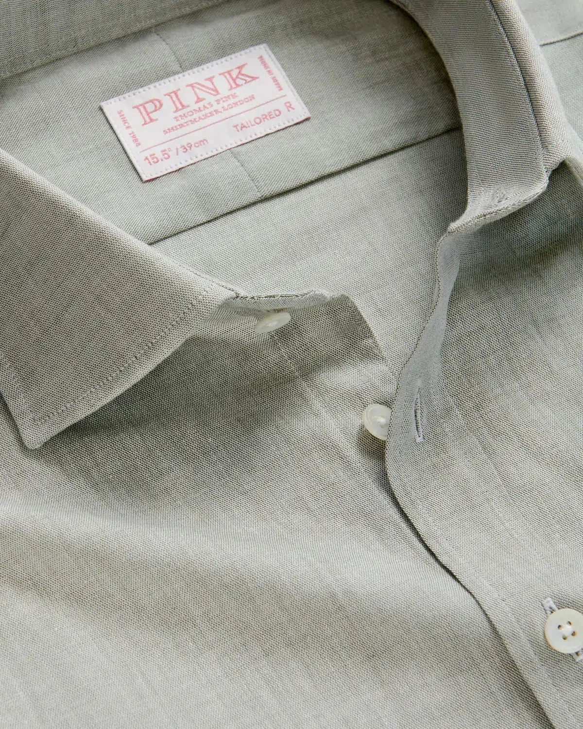 Thomas Pink Tailored Fit Formal Plain Chambray Shirt Stone