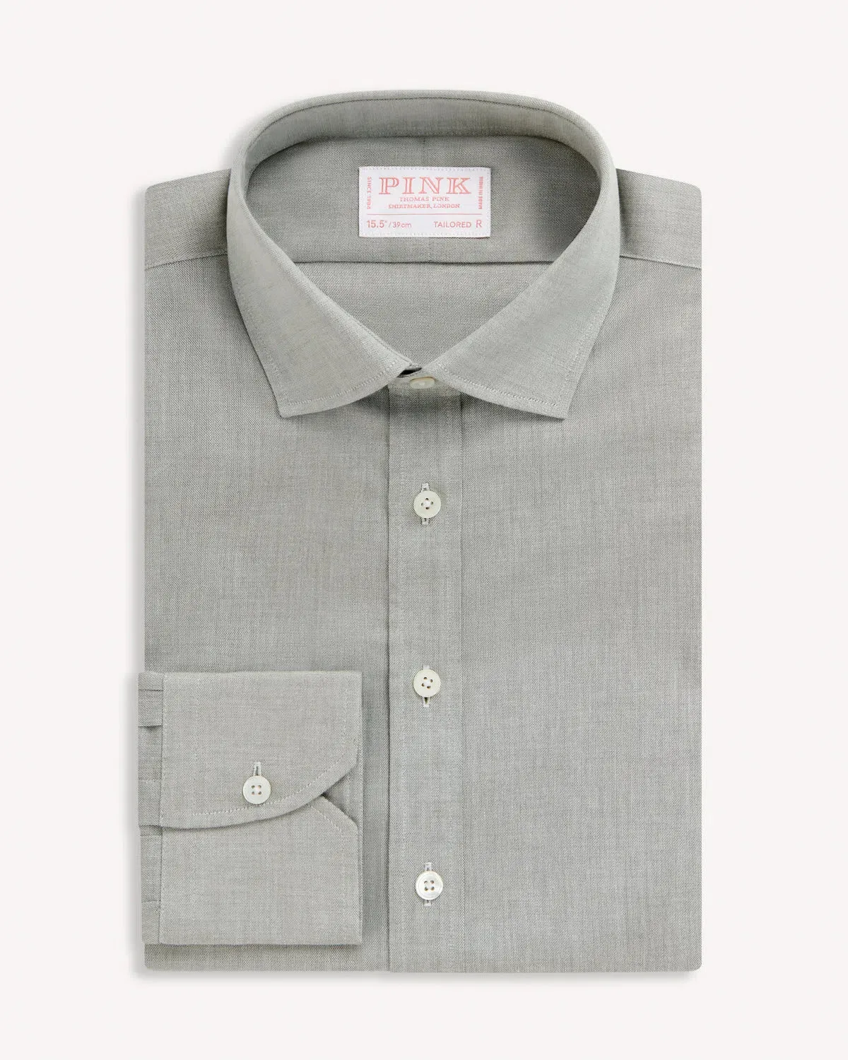 Thomas Pink Tailored Fit Formal Plain Chambray Shirt Stone