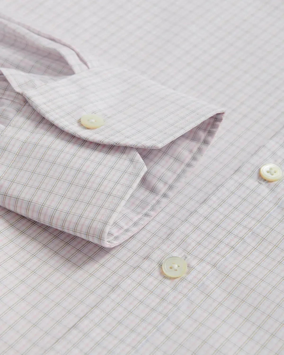Thomas Pink Tailored Fit Formal Shadow Casual Check Shirt Pink/Grey